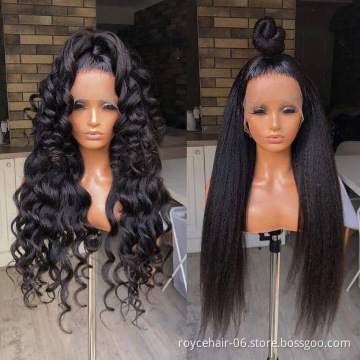 100% Brazilian Virgin Curly Human Hair Wigs Vendor,  Body Wave Pre plucked Transparent 360 Swiss Lace Front Wig For Black Women